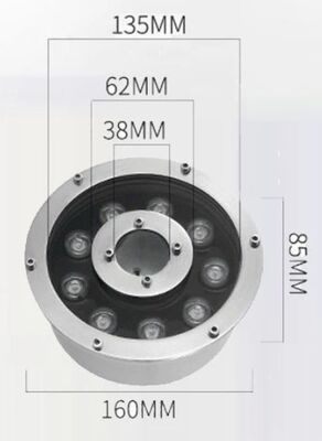 Havuz Fıskiye Armatürü Epoksili / Paslanmaz Çelik / 9 Watt / Yuvarlak / SIVA ALTI / IP68 / 12/24 VOLT