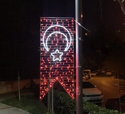 Led Işıklı Yılbaşı Kırlangıç Bayrak Direk Tipi 150 cm - Thumbnail