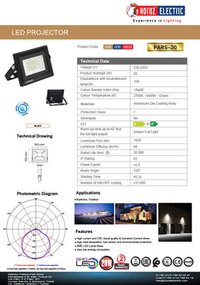 LED PROJEKTÖR / SLİM KASA / 20 W / 220V / PARS / 068-008-0020