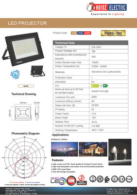 LED PROJEKTÖR / SLİM KASA / 100 W / 220V / PARS / 068-008-0100