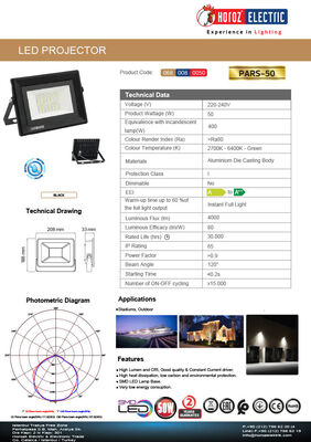 LED PROJEKTÖR / SLİM KASA / 50 W / 220V / PARS / 068-008-0050