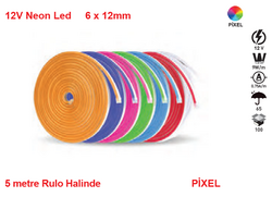 LEDAVM - Neon Led / Yassı Tip / Metrede 60 Led / 12 Volt / Dış Mekan İP65 / RGB PİXEL Ws2811 (Akan Animasyonlu) / 6x12mm