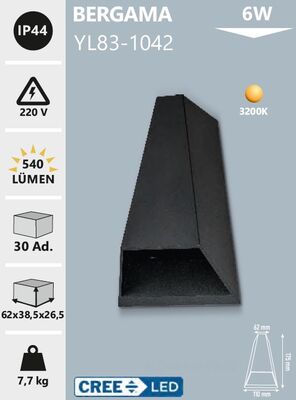 Noas YL83-1042 Bergama Led Dış Mekan Aplik