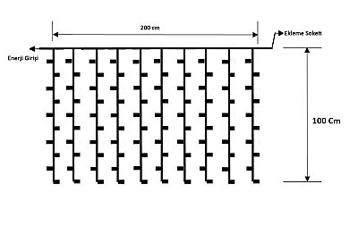 Perde Led │ 200*100 Cm │ Dış Mekan │ Eklenebilir │ Çakar Animasyonlu │ 200 Led │ 8 mm Led - 2