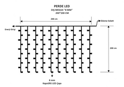 LEDAVM - Perde Led │ 200*200 Cm │ Dış Mekan │ Eklenebilir │ Çakar Animasyonlu │ 8 mm Led (1)