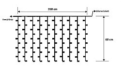 Perde Led │ 350*60 Cm │ Dış Mekan │ Eklenebilir │ Çakar Animasyonlu │ 168 Led │ 8 mm Led (1)