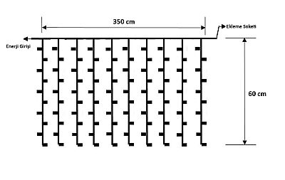 Perde Led │ 350*60 Cm │ Dış Mekan │ Eklenebilir │ Çakar Animasyonlu │ 168 Led │ 8 mm Led - 2