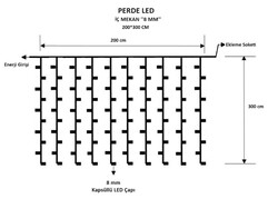 Perde Led │ 200*300 Cm │ İç Mekan │ Sabit Yanar │ 8 mm Led - Thumbnail