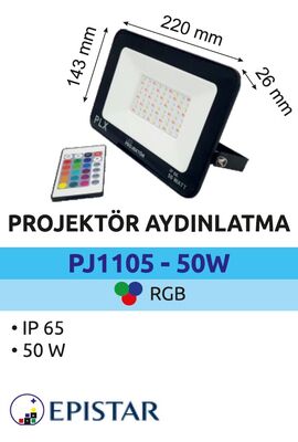 PJRGB1105-50W Slim Led Projektör 50 Watt