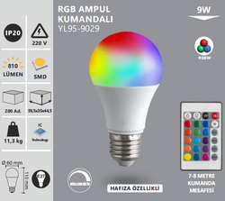 NOAS - RGB AMPÜL KUMANDALI YL 95-9029 9W (1)