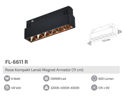 FL-6611 R 6W Rose Kompakt Lensli Magnet Armatür - Thumbnail