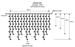 LEDAVM - Saçak Led │ 200*100*80*60 Cm │ İç Mekan │ Eklenebilir │ Çakar Animasyonlu │ 5 mm Led (1)