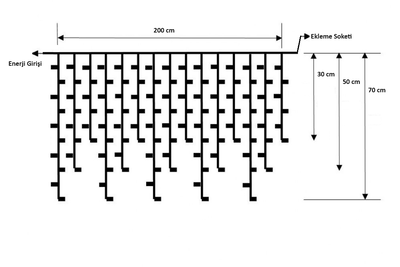 Saçak Led │ 200*70*50*30 Cm │ Dış Mekan │ Eklenebilir │ Çakar animasyonlu │ 8 mm Led