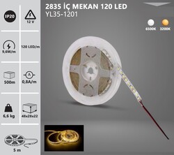 NOAS - ŞERİT LED / 2835 / İÇ MEKAN / 12V / 5 METRE / 120 LED / TEK ÇİP (1)