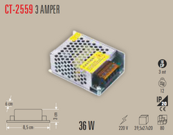 CT-2559 12 Volt 3 Amper 36 W Slim Trafo İP20 - Thumbnail
