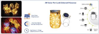 Solar Led / Kavanoz / 3 w / ip67 