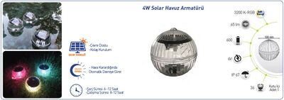 Solar Led / Havuz Topu / 4w / ip67 
