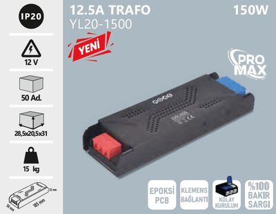 YL20-1500 12,5A 12V Pro Max Trafo