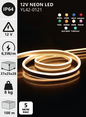 YL42-0121 Neon Led 6x12mm 12 Volt 5 METRE