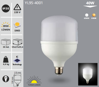 YL95-4001 LED TORCH AMPÜL 40W