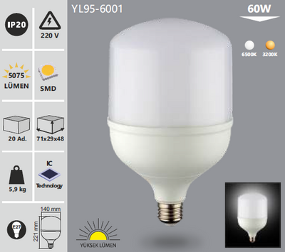 YL95-6001 LED TORCH AMPÜL 60W